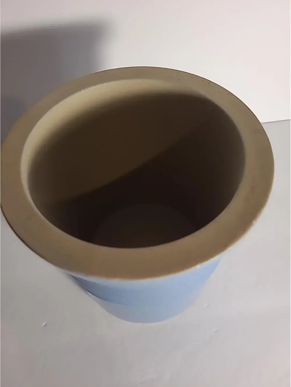Pampered Chef Family Heritage Stoneware Utensil Holder Bread Crock Lt. Blue